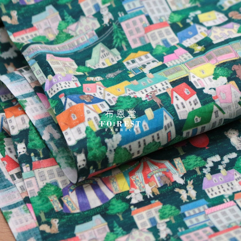 Lawn - City Fabric Darkgreen Cotton Lawn
