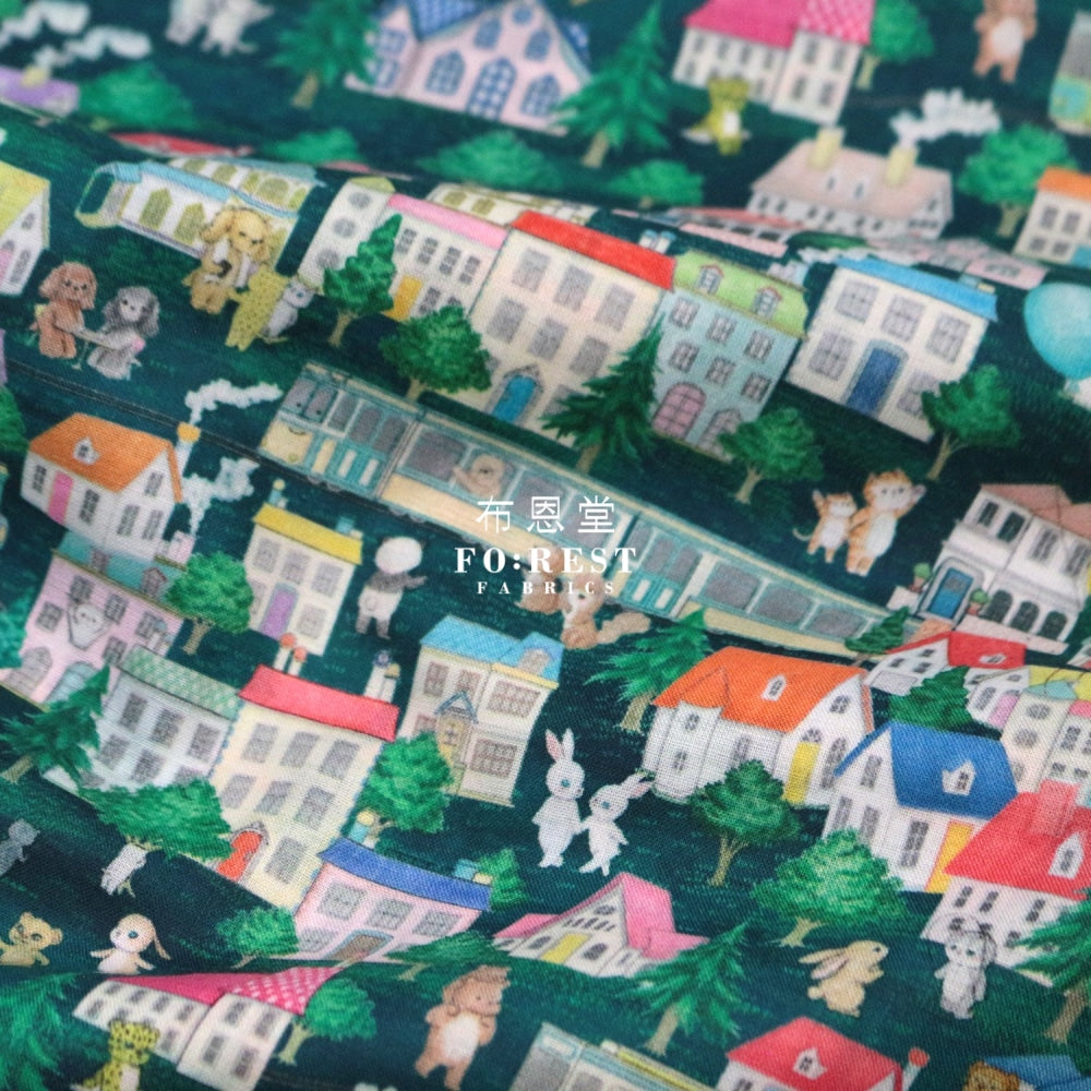 Lawn - City Fabric Darkgreen Cotton Lawn