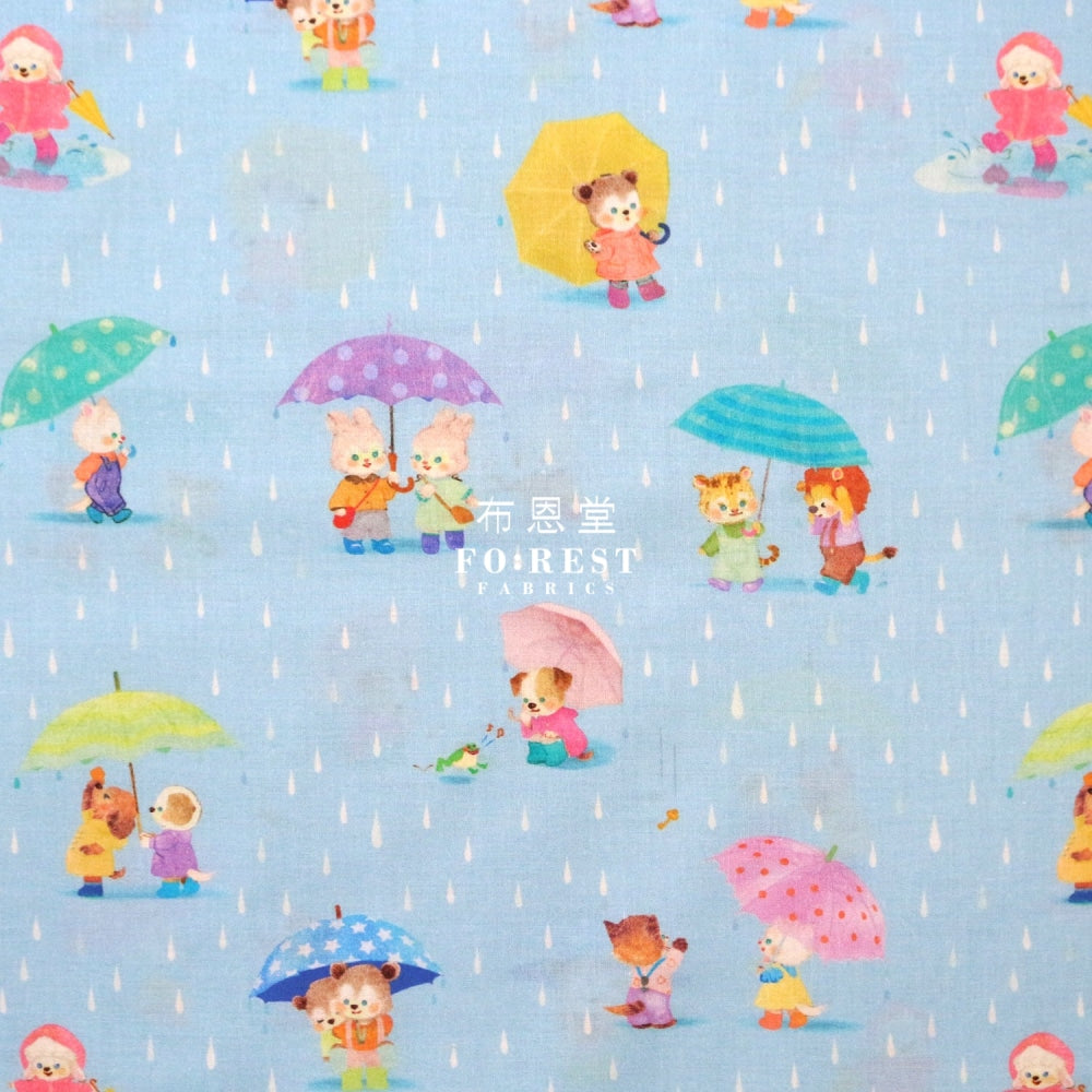 Lawn - Rain Pocket Fabric Blue Cotton Lawn
