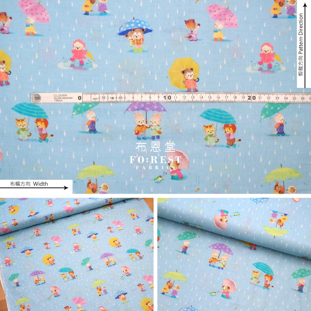 Lawn - Rain Pocket Fabric Blue Cotton Lawn