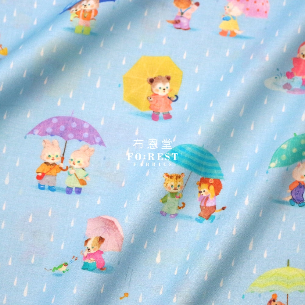 Lawn - Rain Pocket Fabric Blue Cotton Lawn