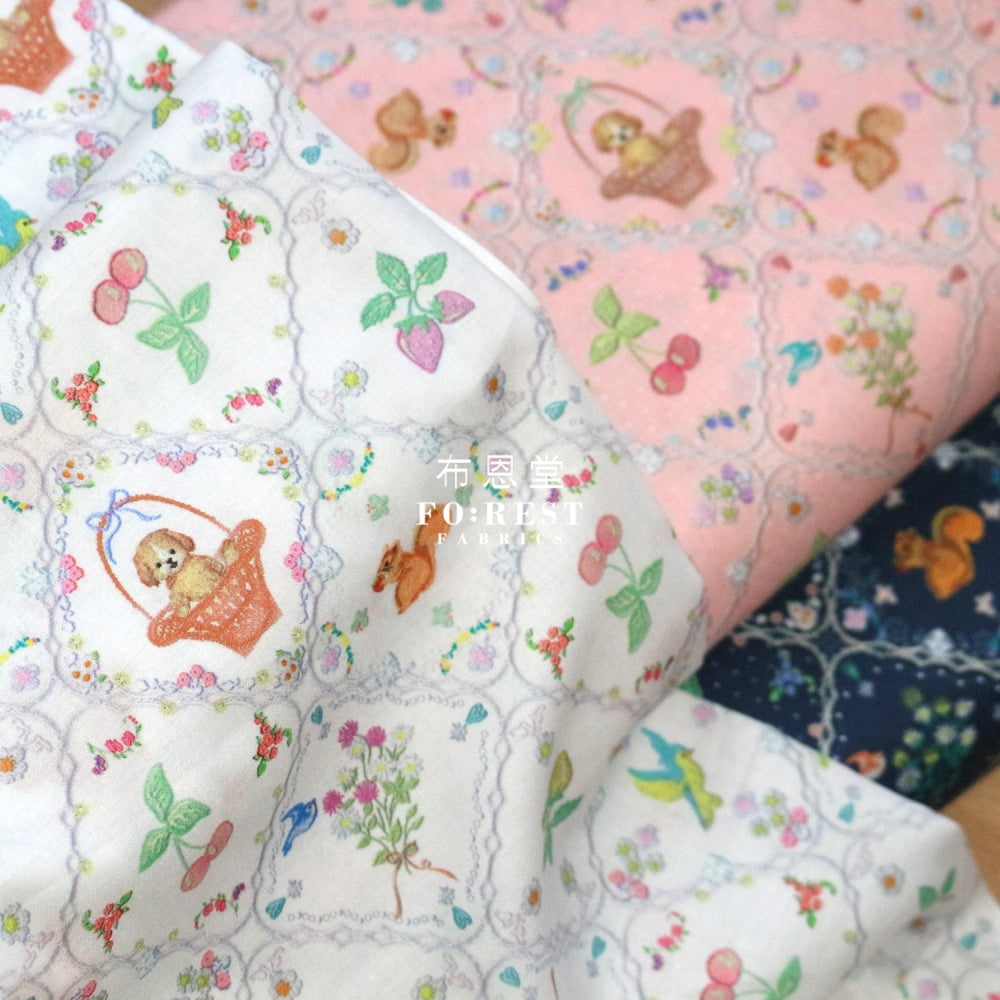 Lawn - Strawberry Lace Fabric Pink Cotton Lawn