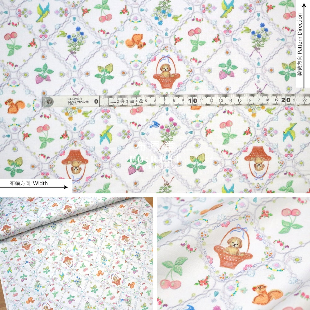 Lawn - Strawberry Lace Fabric White Cotton Lawn