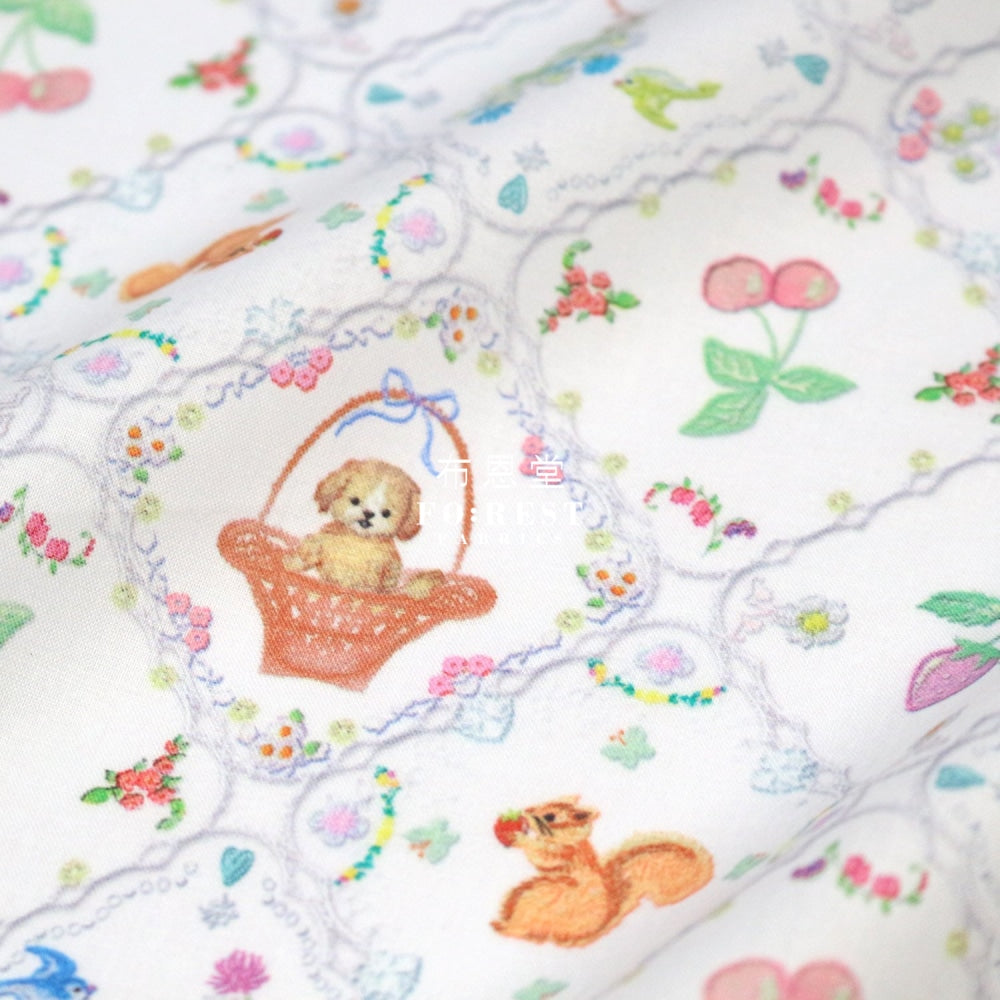 Lawn - Strawberry Lace Fabric White Cotton Lawn