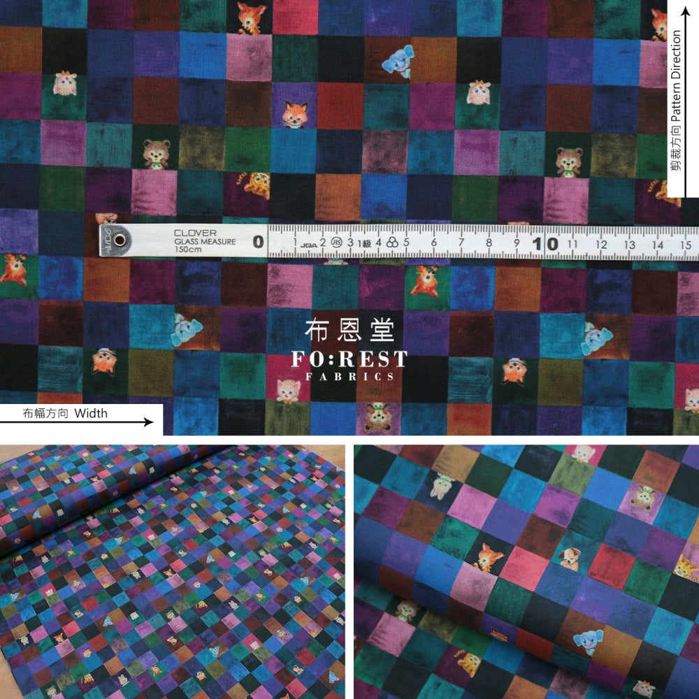 Lawn - Yukiemon Cube Candy Fabric Black Cotton Lawn