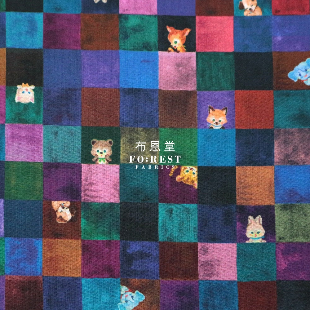 Lawn - Yukiemon Cube Candy Fabric Black Cotton Lawn