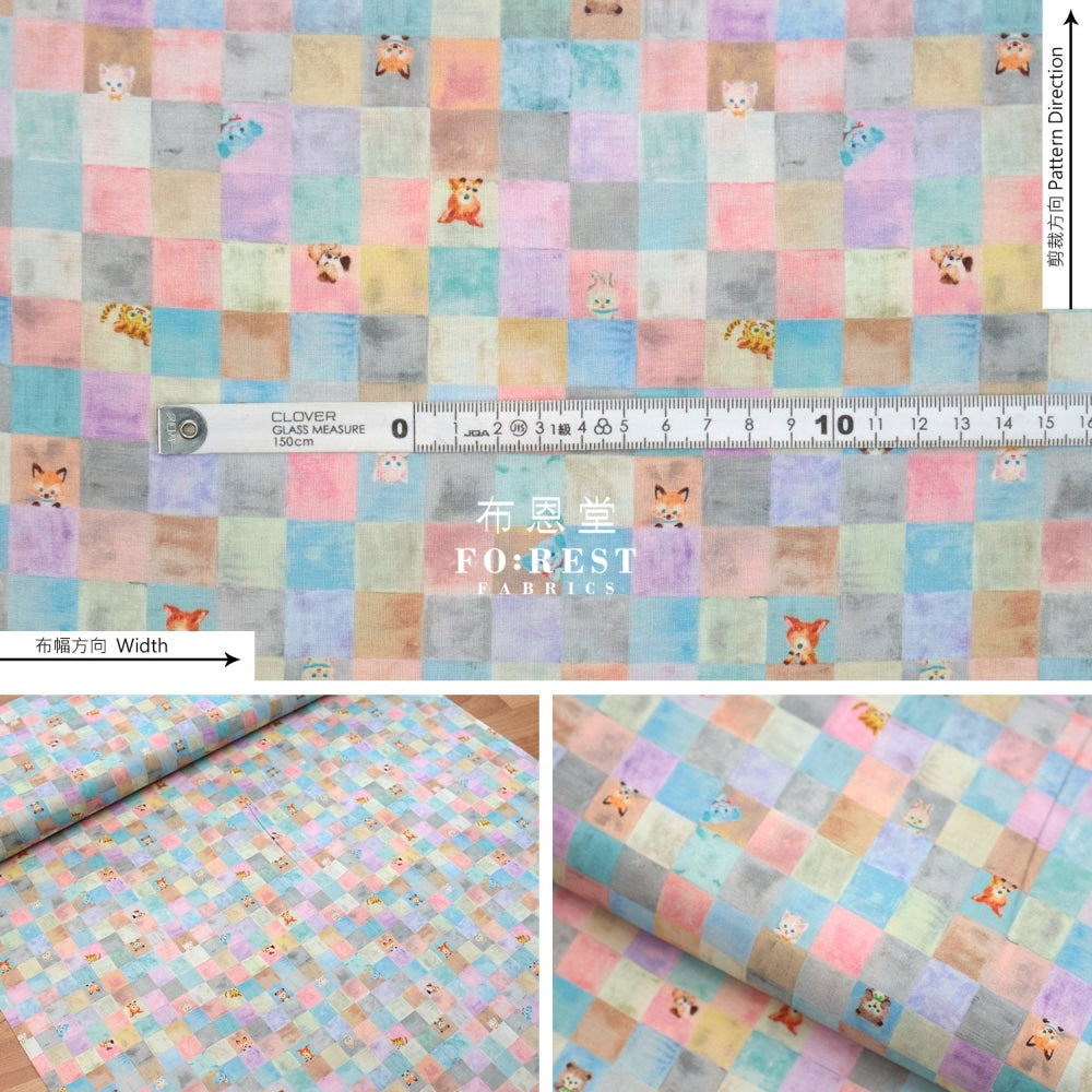 Lawn - Yukiemon Cube Candy Fabric Pastel Cotton Lawn