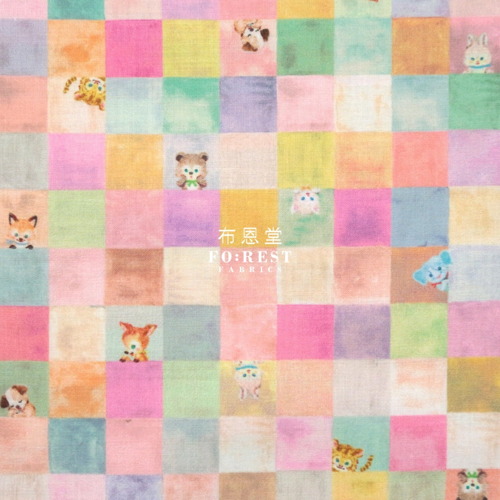 Lawn - Yukiemon Cube Candy Fabric Pink Cotton Lawn