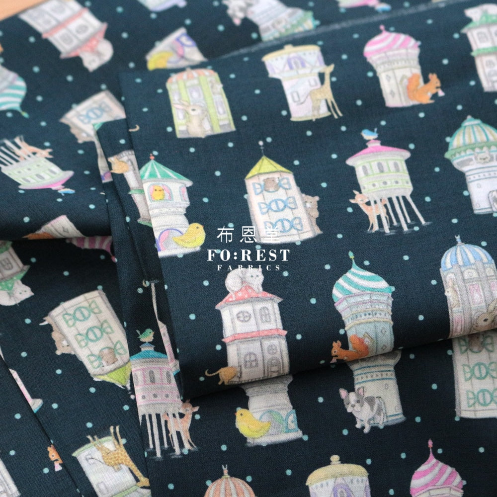 Lawn - Yukiemon House Fabric Navy Cotton Lawn
