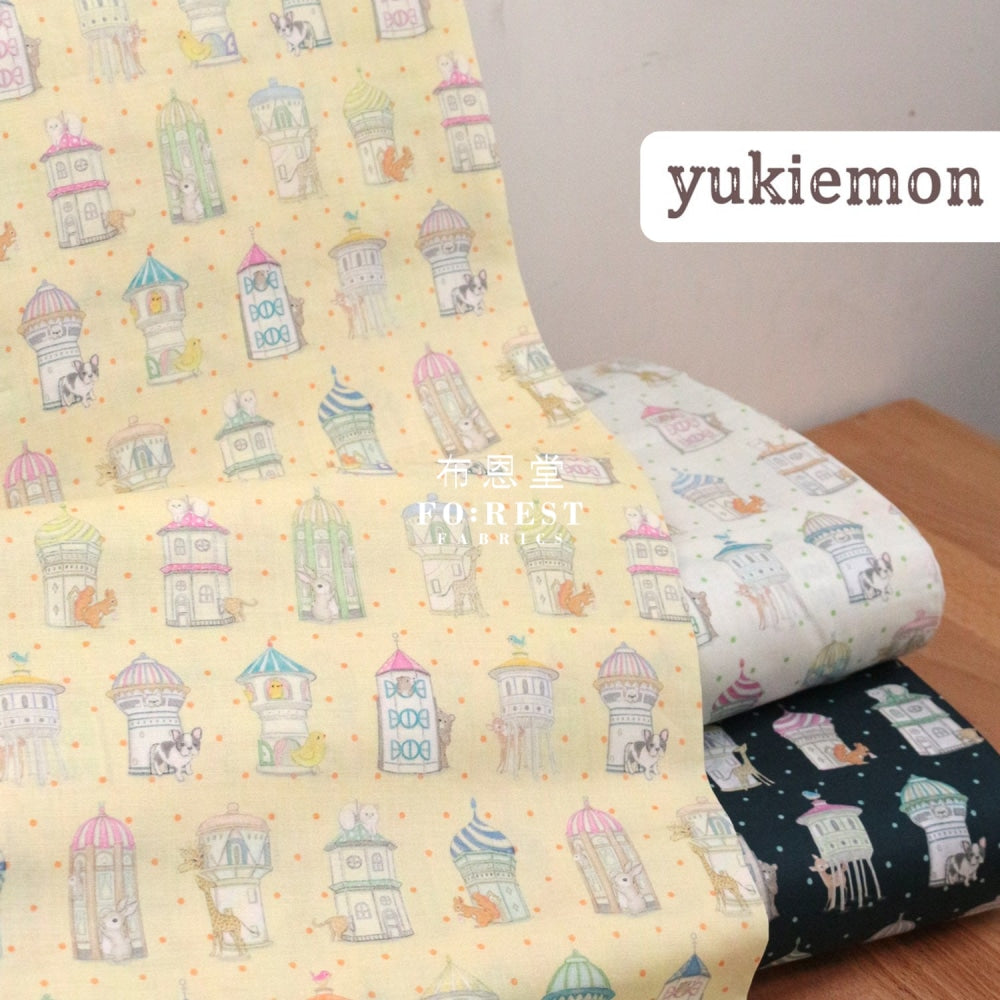 Lawn - Yukiemon House Fabric Navy Cotton Lawn