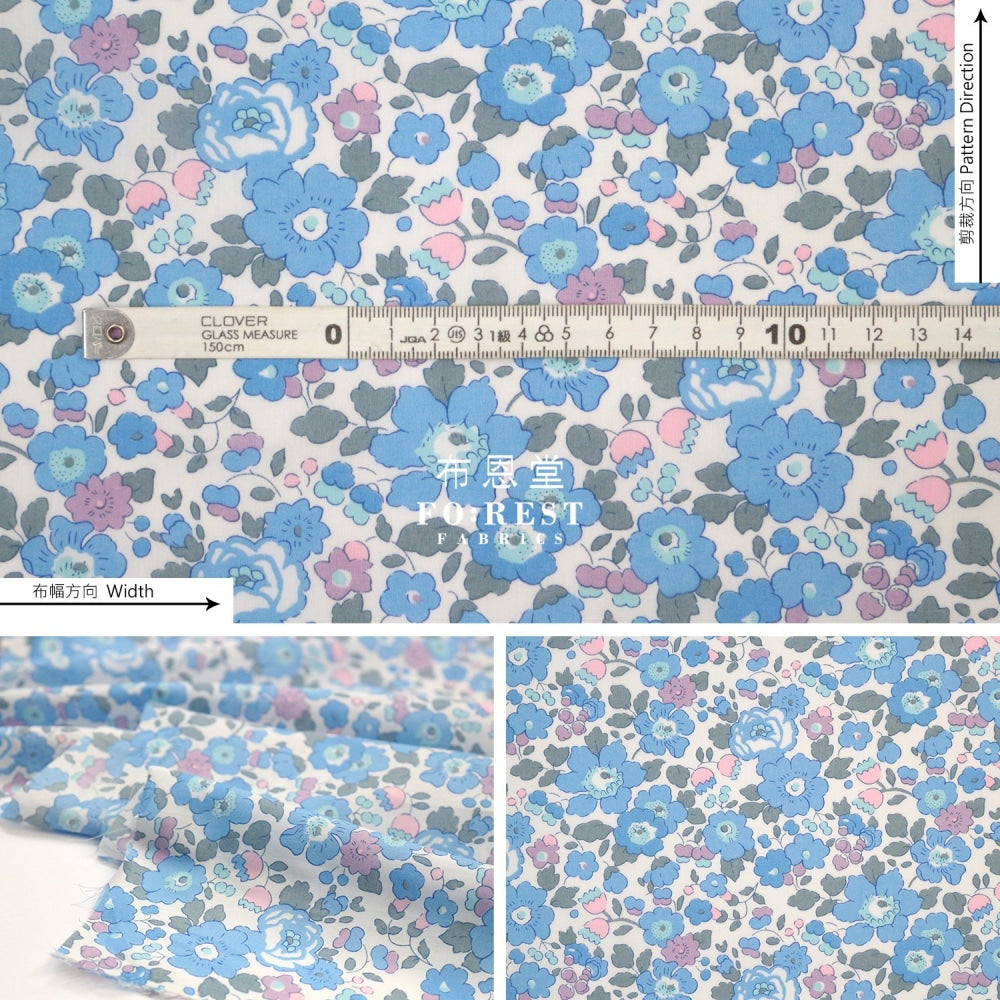 Liberty Of London (Cotton Tana Lawn Fabric) - Betsy Blue Cotton
