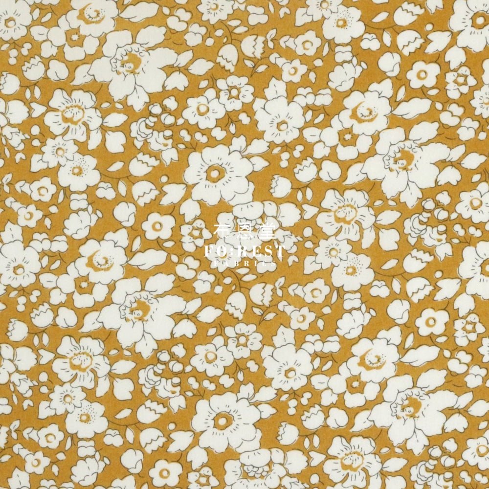 Liberty of London (Cotton Tana Lawn Fabric) - Betsy BOO Mustard - FO:REST Fabric 布恩堂Liberty fabrictana lawnjapanese fabricykk zipper