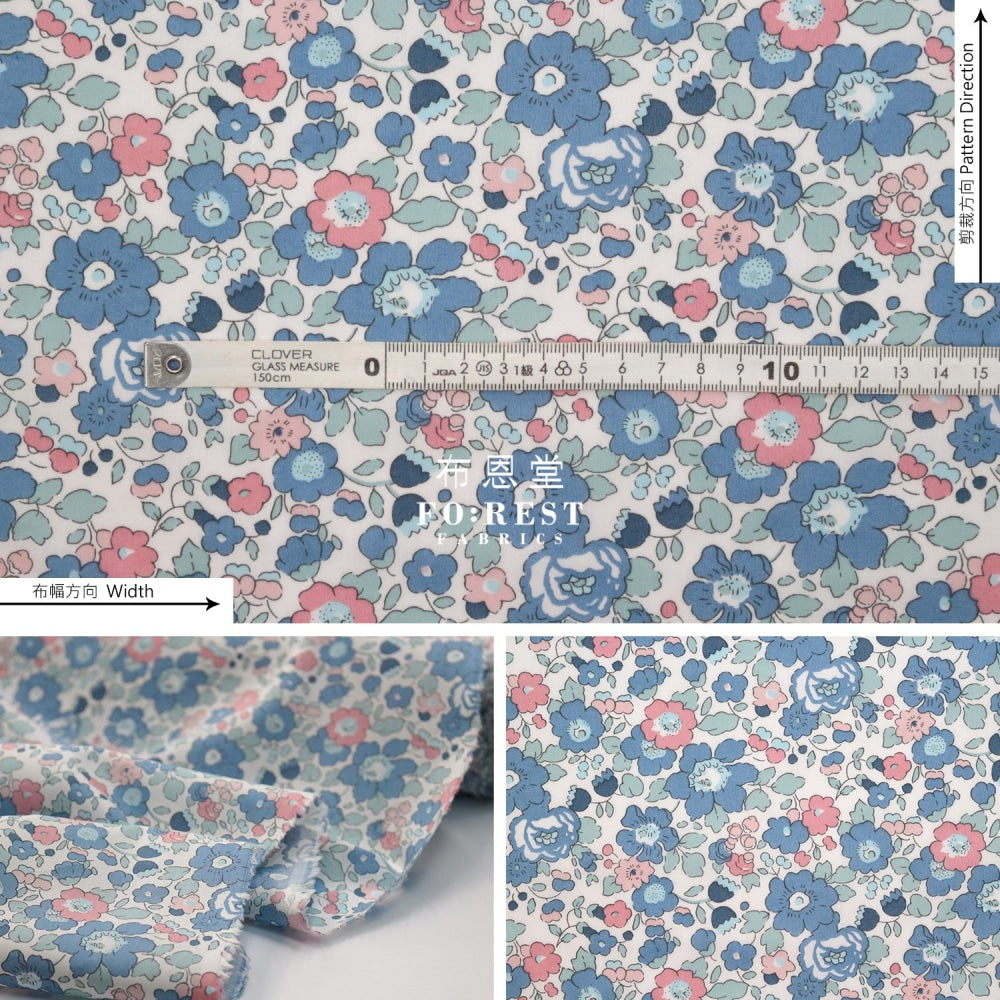 Liberty Of London (Cotton Tana Lawn Fabric) - Betsy Pastelblue Cotton