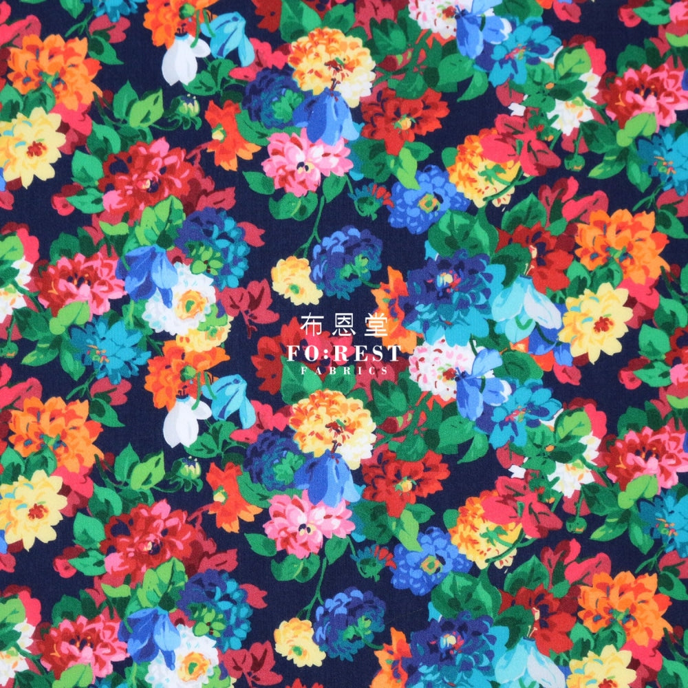 Liberty Of London (Cotton Tana Lawn Fabric) - Chatsworth Garden Navy Cotton