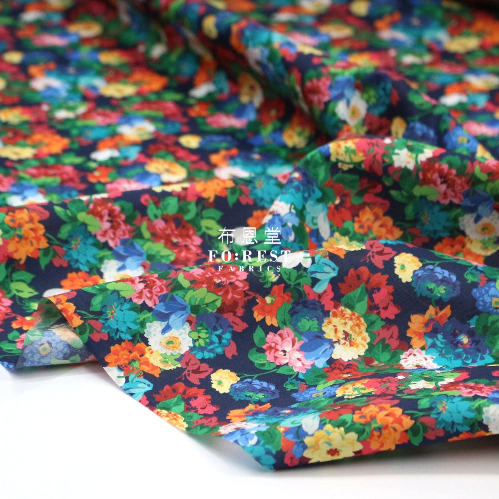 Liberty Of London (Cotton Tana Lawn Fabric) - Chatsworth Garden Navy Cotton