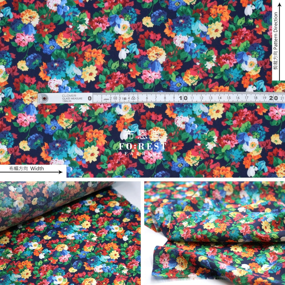 Liberty Of London (Cotton Tana Lawn Fabric) - Chatsworth Garden Navy Cotton