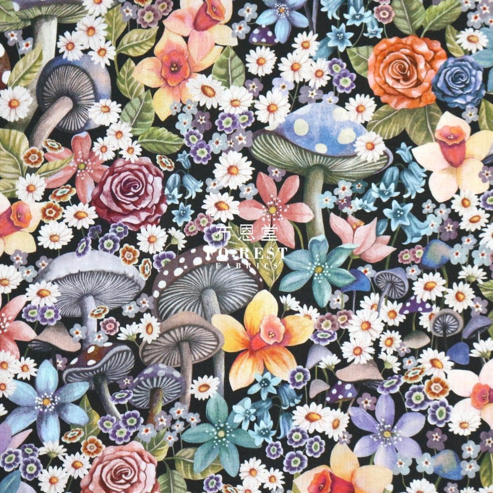 Liberty of London (Cotton Tana Lawn Fabric) - Curious Land Black - FO:REST Fabric 布恩堂Liberty fabrictana lawnjapanese fabricykk zipper