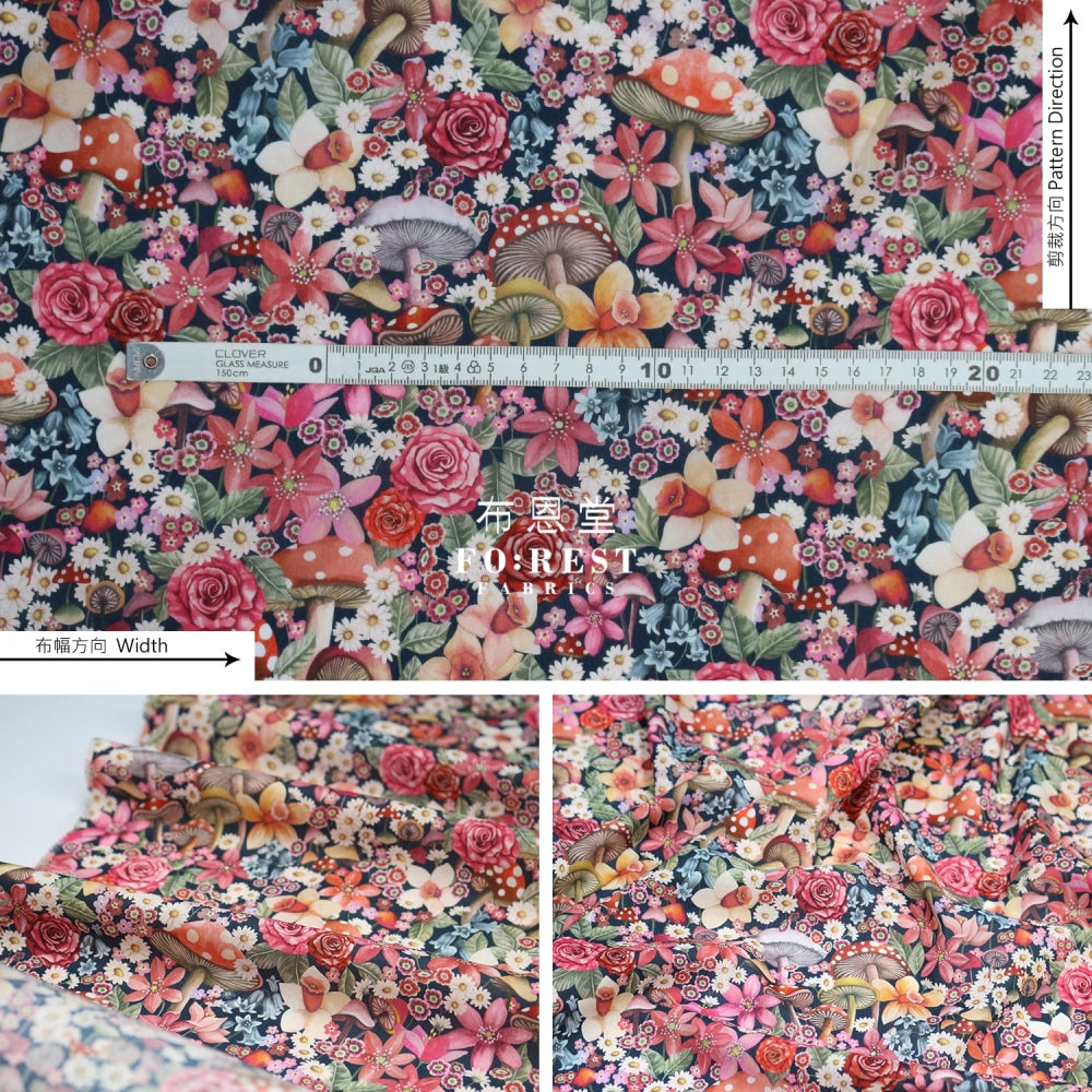 Liberty Of London (Cotton Tana Lawn Fabric) - Curious Land Navy Cotton