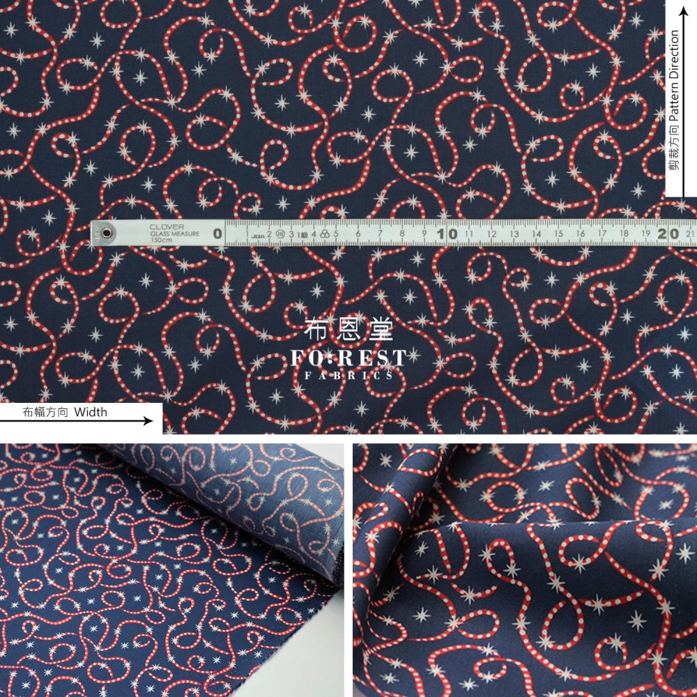 Liberty Of London (Cotton Tana Lawn Fabric) - Festive Sparkle Navy Cotton