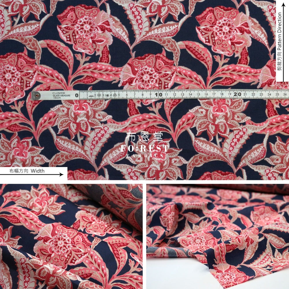 Liberty Of London (Cotton Tana Lawn Fabric) - Floral Chintz Red Cotton