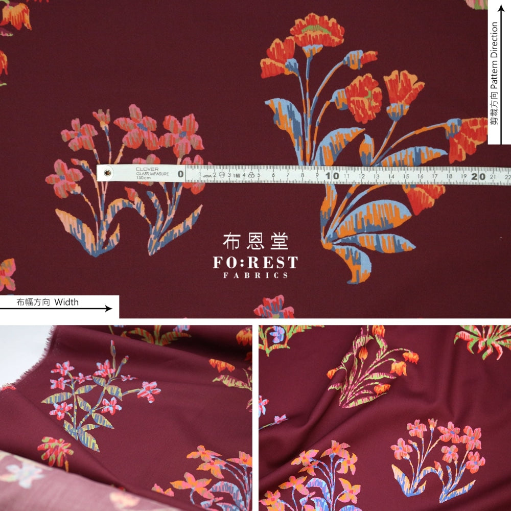 Liberty Of London (Cotton Tana Lawn Fabric) - Floral Tapestry Wine Cotton