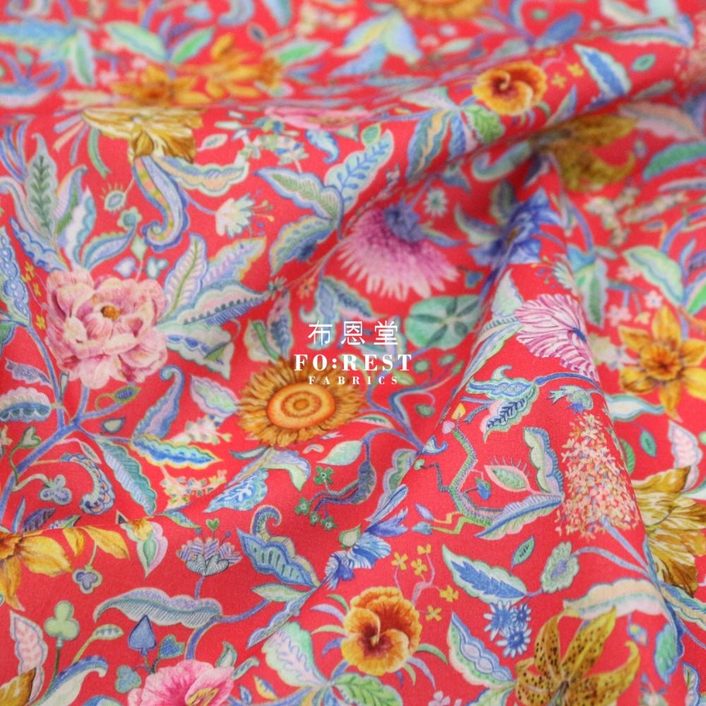 Liberty of London (Cotton Tana Lawn Fabric) - Garden of Life Red - FO:REST Fabric 布恩堂Liberty fabrictana lawnjapanese fabricykk zipper