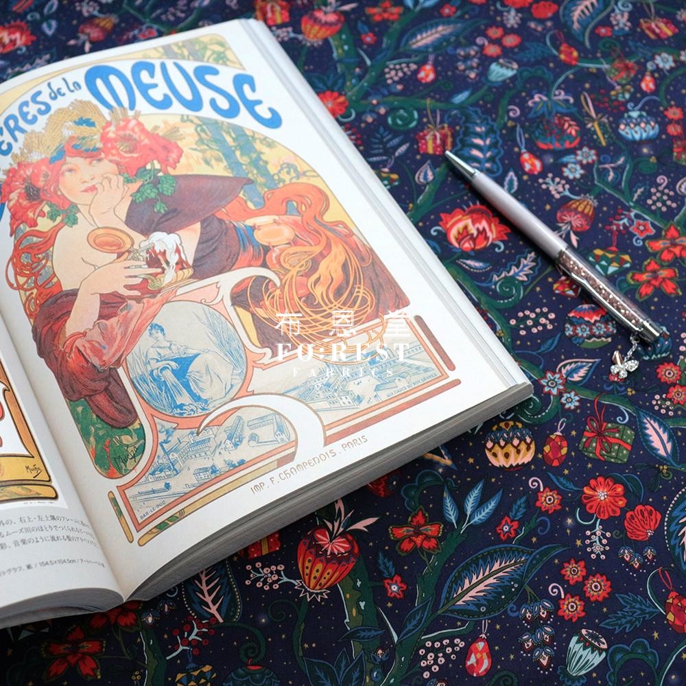 Liberty Of London (Cotton Tana Lawn Fabric) - Jeweltopia Navy Cotton