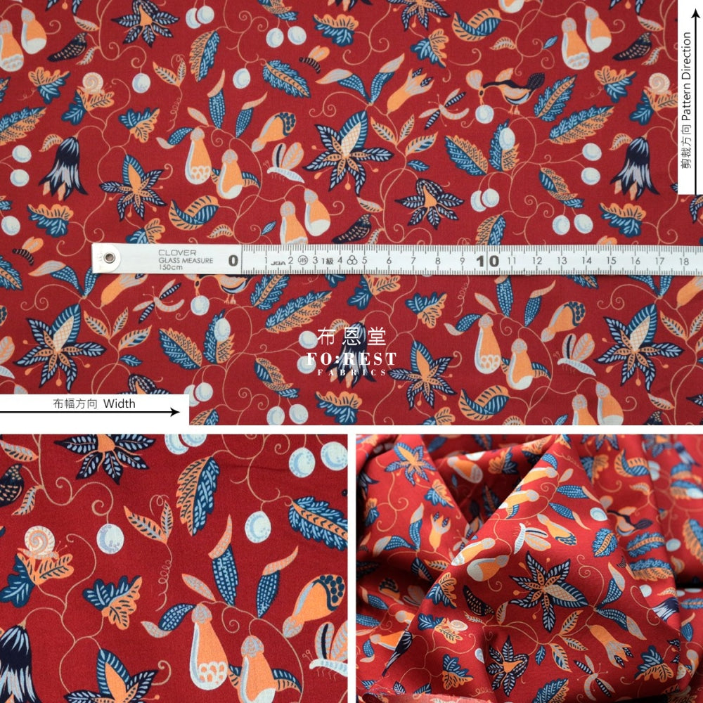 Liberty Of London (Cotton Tana Lawn Fabric) - Jungle Bug Red Cotton
