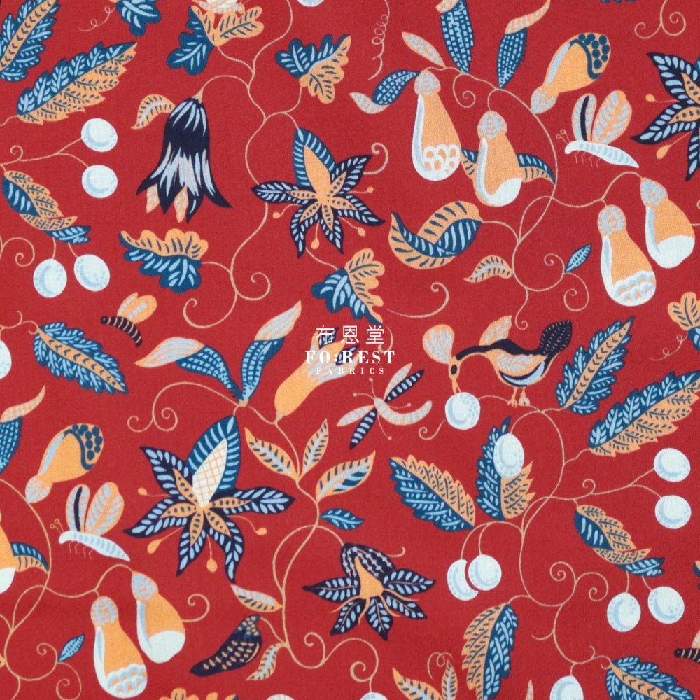 Liberty of London (Cotton Tana Lawn Fabric) - Jungle Bug RED - FO:REST Fabric 布恩堂Liberty fabrictana lawnjapanese fabricykk zipper