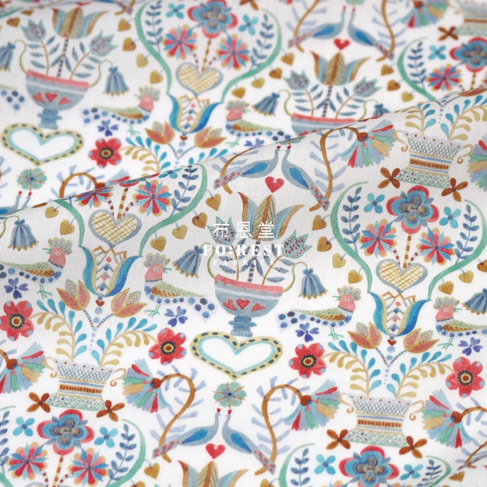 Liberty Of London (Cotton Tana Lawn Fabric) - Love Birds Blue Cotton