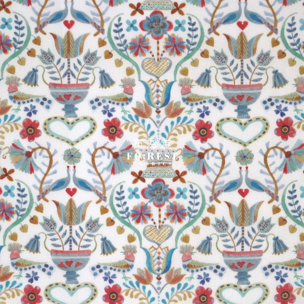 Liberty Of London (Cotton Tana Lawn Fabric) - Love Birds Blue Cotton