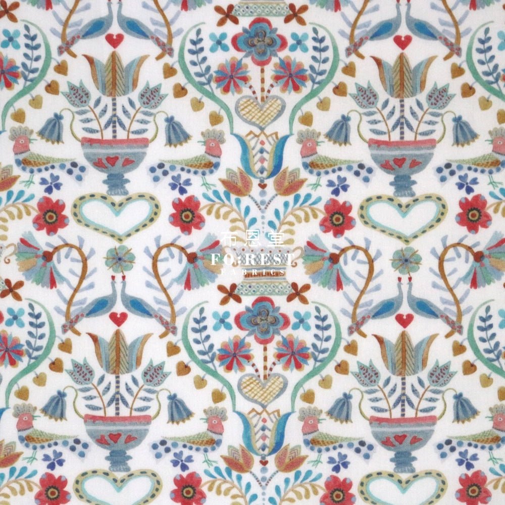 Liberty of London (Cotton Tana Lawn Fabric) - LOVE BIRDS Blue - FO:REST Fabric 布恩堂Liberty fabrictana lawnjapanese fabricykk zipper