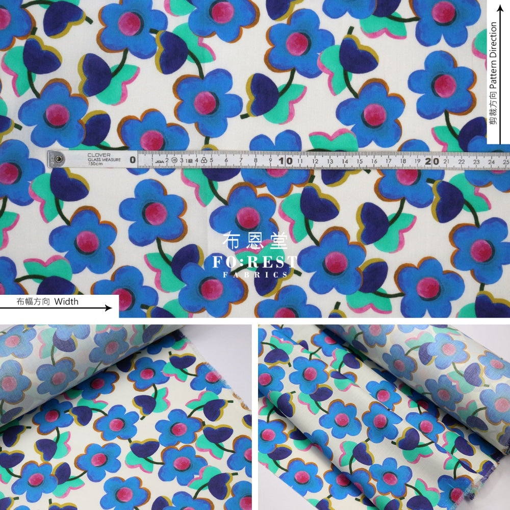 Liberty Of London (Cotton Tana Lawn Fabric) - Love Pop Blue Cotton