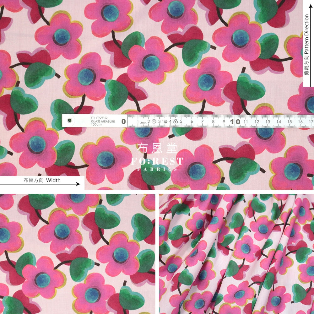 Liberty Of London (Cotton Tana Lawn Fabric) - Love Pop Pink Cotton