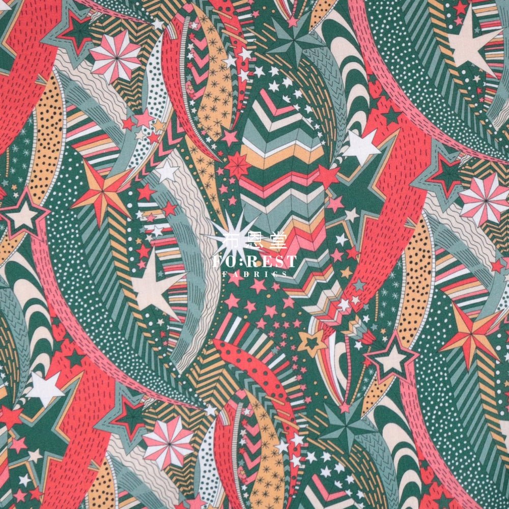 Liberty of London (Cotton Tana Lawn Fabric) - My little star Green - FO:REST Fabric 布恩堂Liberty fabrictana lawnjapanese fabricykk zipper