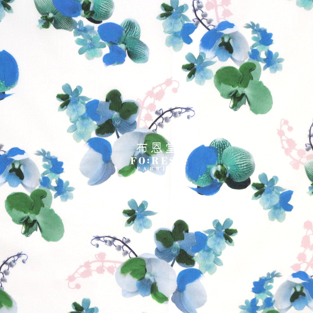 Liberty Of London (Cotton Tana Lawn Fabric) - Orchid Festival Blue Cotton