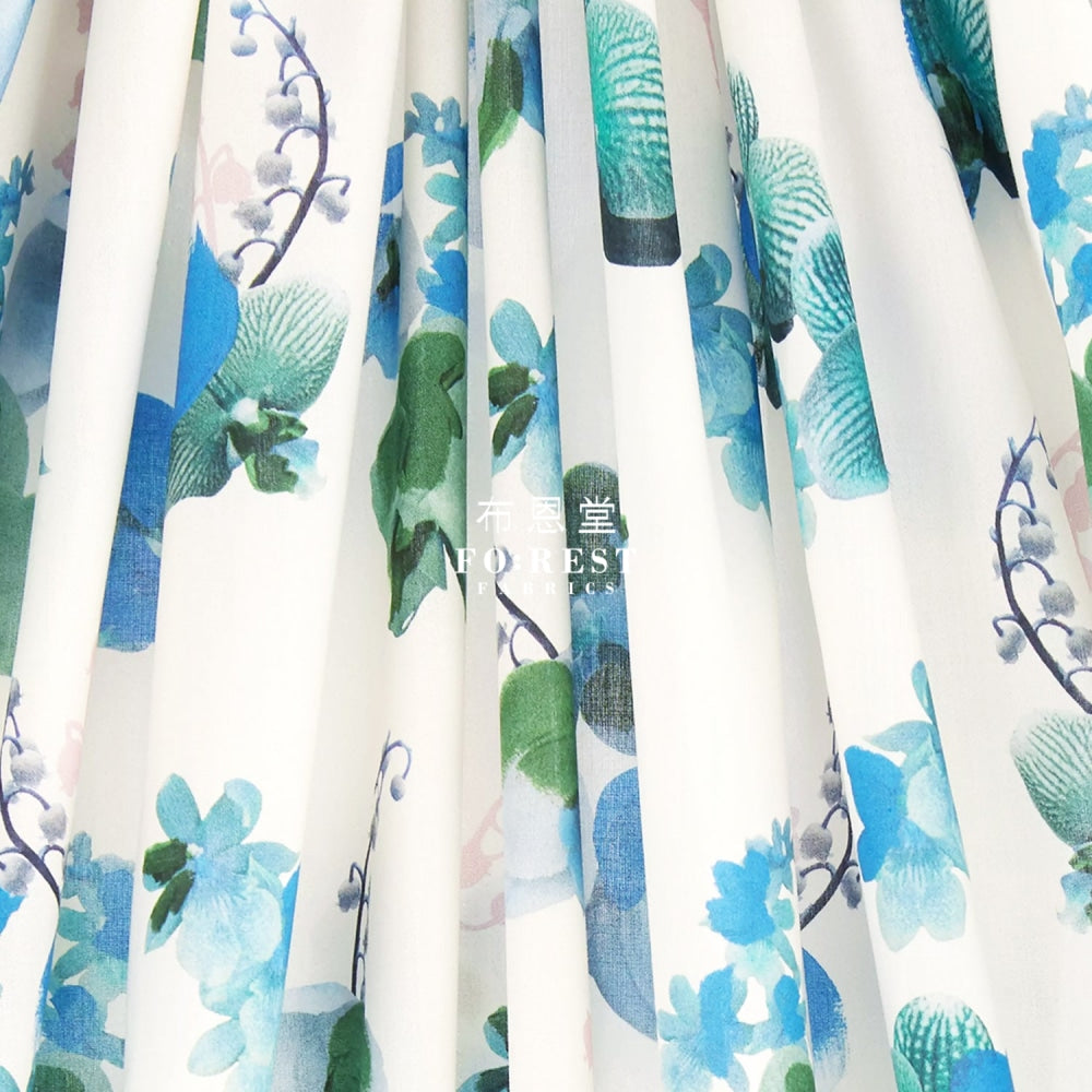 Liberty Of London (Cotton Tana Lawn Fabric) - Orchid Festival Blue Cotton