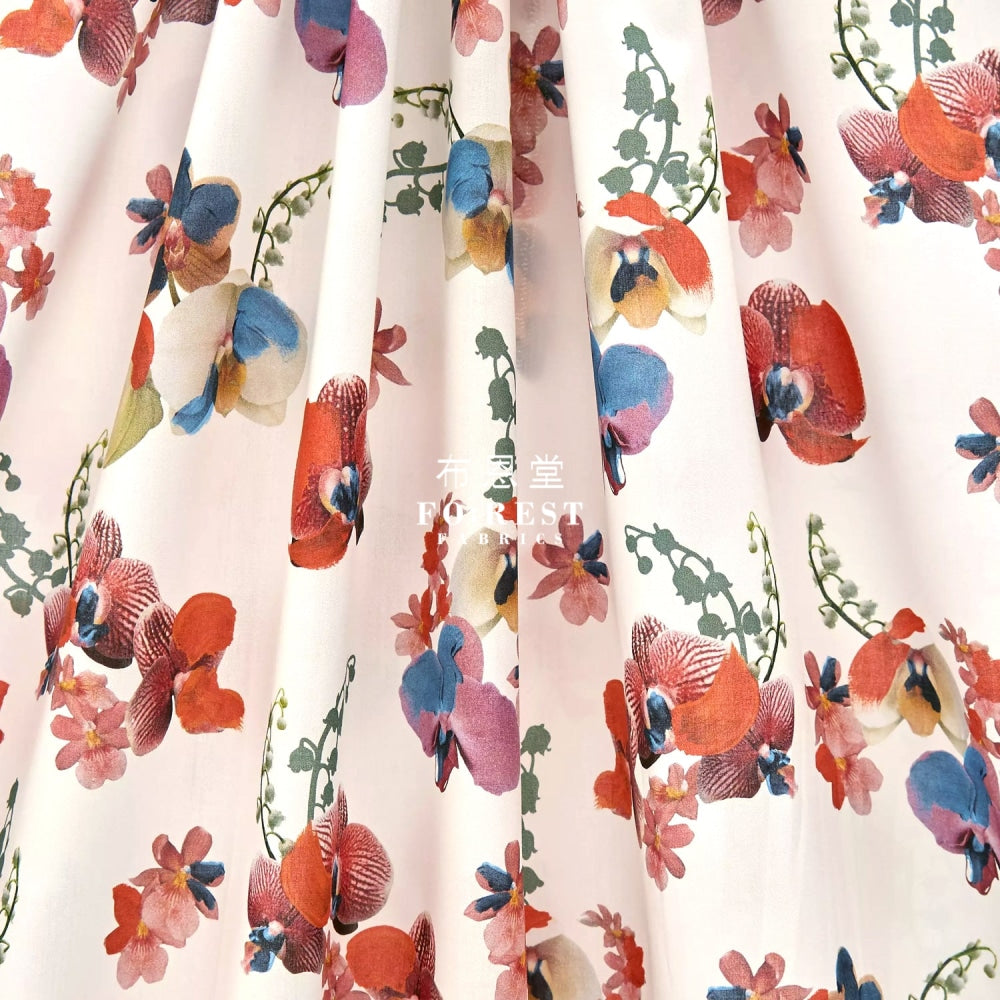 Liberty Of London (Cotton Tana Lawn Fabric) - Orchid Festival Red Cotton