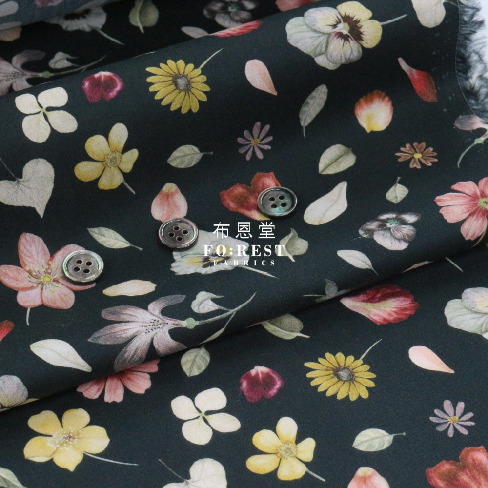 Liberty Of London (Cotton Tana Lawn Fabric) - Phyls Flower Black Cotton
