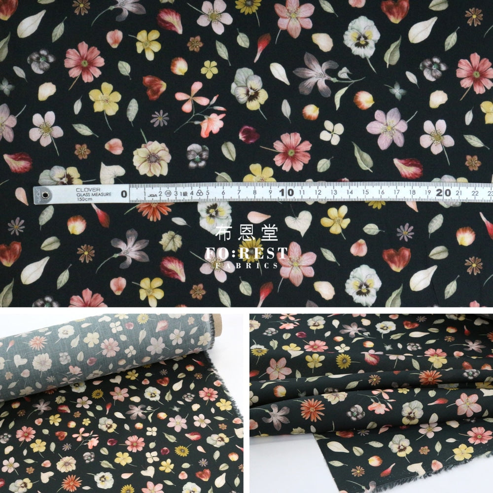 Liberty Of London (Cotton Tana Lawn Fabric) - Phyls Flower Black Cotton