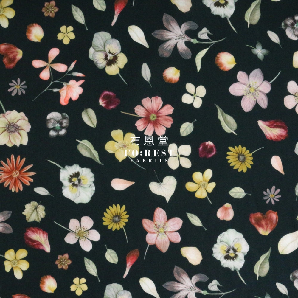 Liberty Of London (Cotton Tana Lawn Fabric) - Phyls Flower Black Cotton