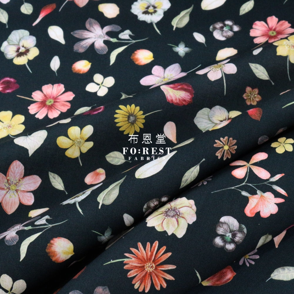 Liberty Of London (Cotton Tana Lawn Fabric) - Phyls Flower Black Cotton