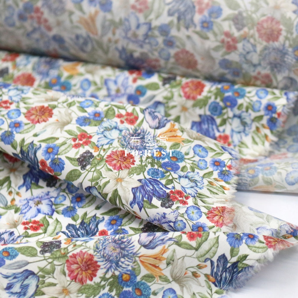 Liberty Of London (Cotton Tana Lawn Fabric) - Royal Garland Blue Cotton