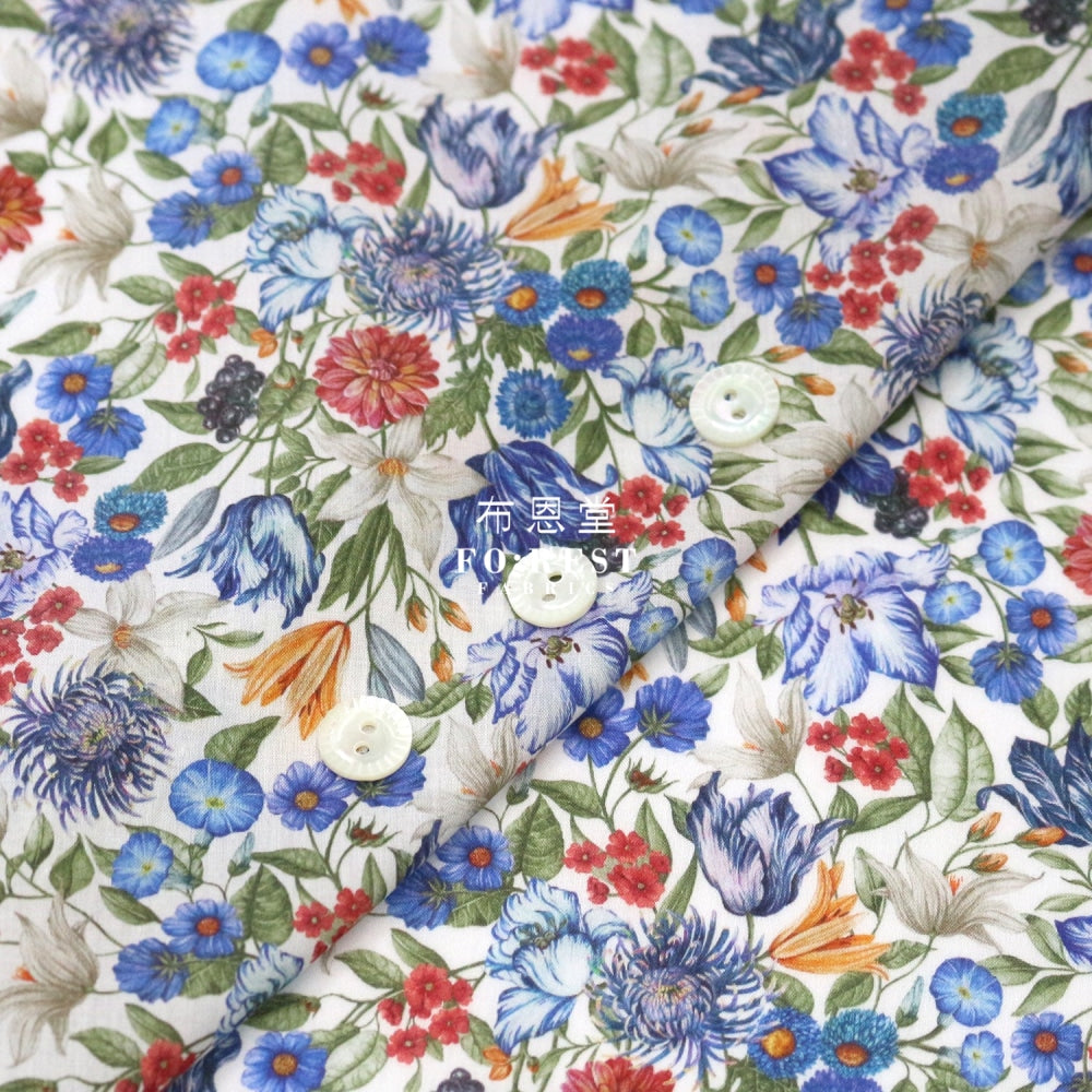 Liberty Of London (Cotton Tana Lawn Fabric) - Royal Garland Blue Cotton