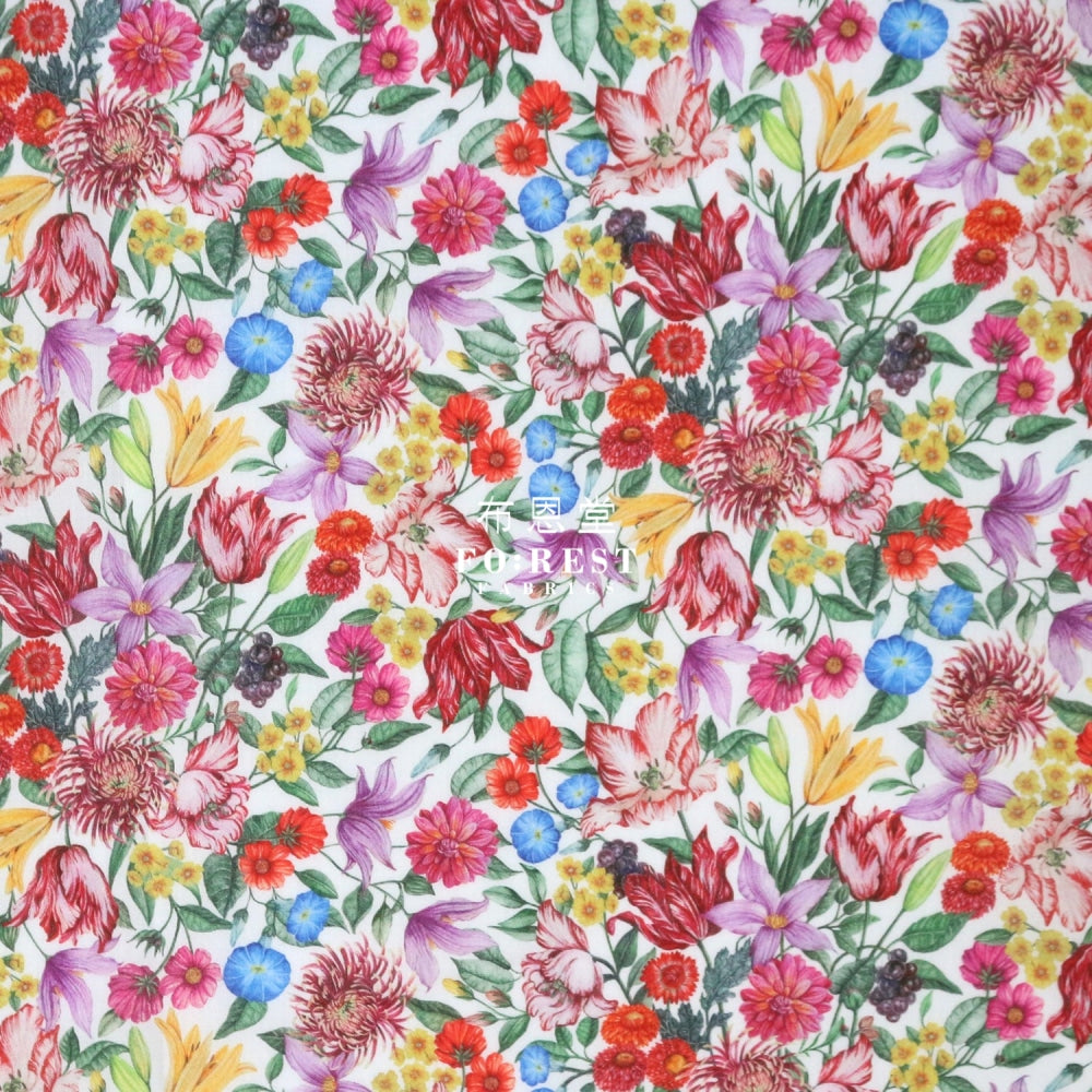 Liberty Of London (Cotton Tana Lawn Fabric) - Royal Garland Red Cotton