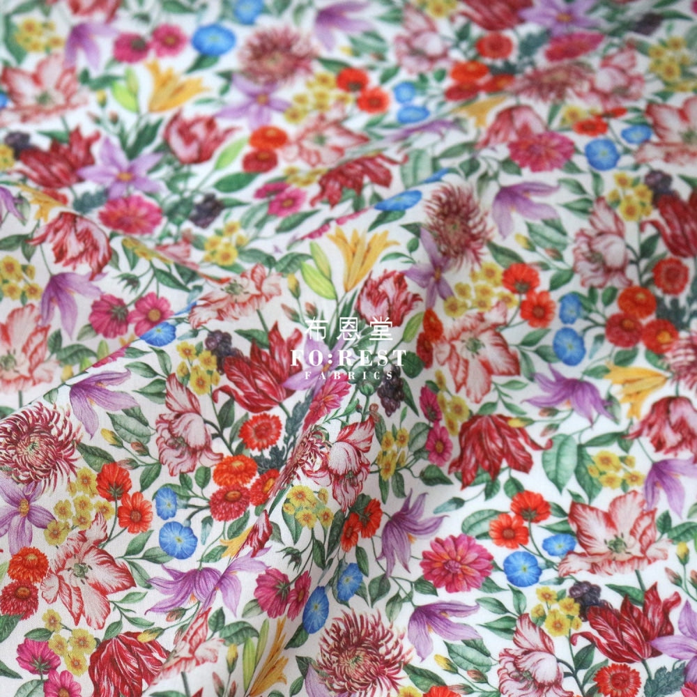 Liberty Of London (Cotton Tana Lawn Fabric) - Royal Garland Red Cotton