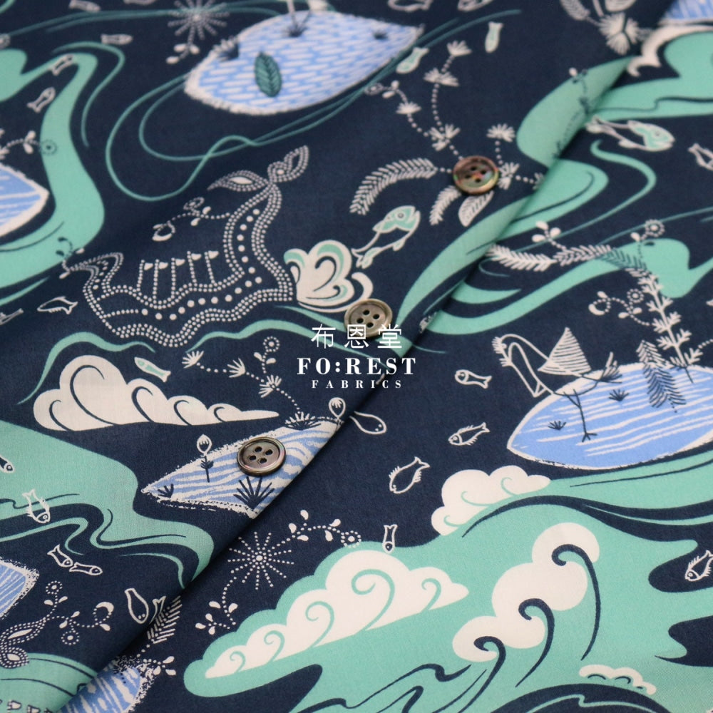 Liberty Of London (Cotton Tana Lawn Fabric) - Sea Garden Green Cotton