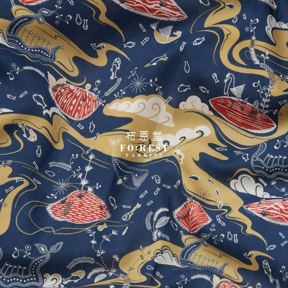 Liberty Of London (Cotton Tana Lawn Fabric) - Sea Garden Red Cotton