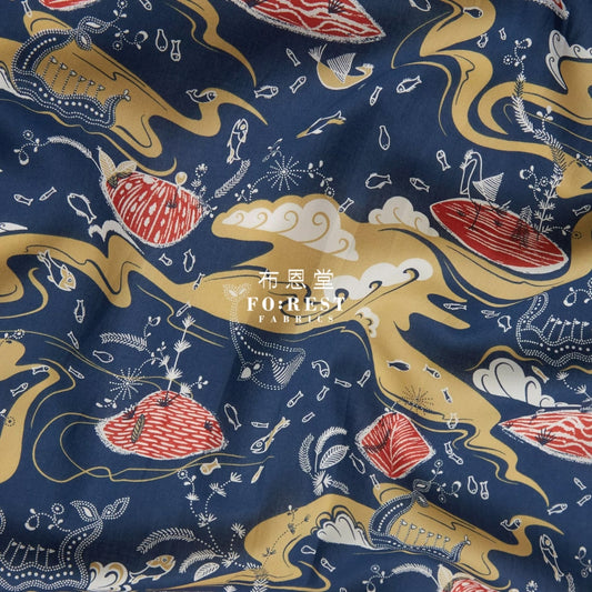 Liberty Of London (Cotton Tana Lawn Fabric) - Sea Garden Red Cotton