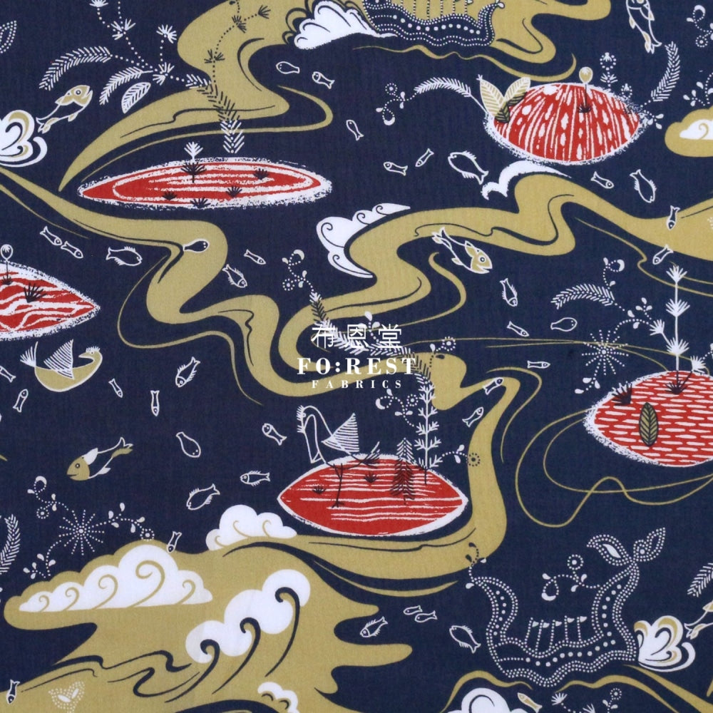 Liberty Of London (Cotton Tana Lawn Fabric) - Sea Garden Red Cotton